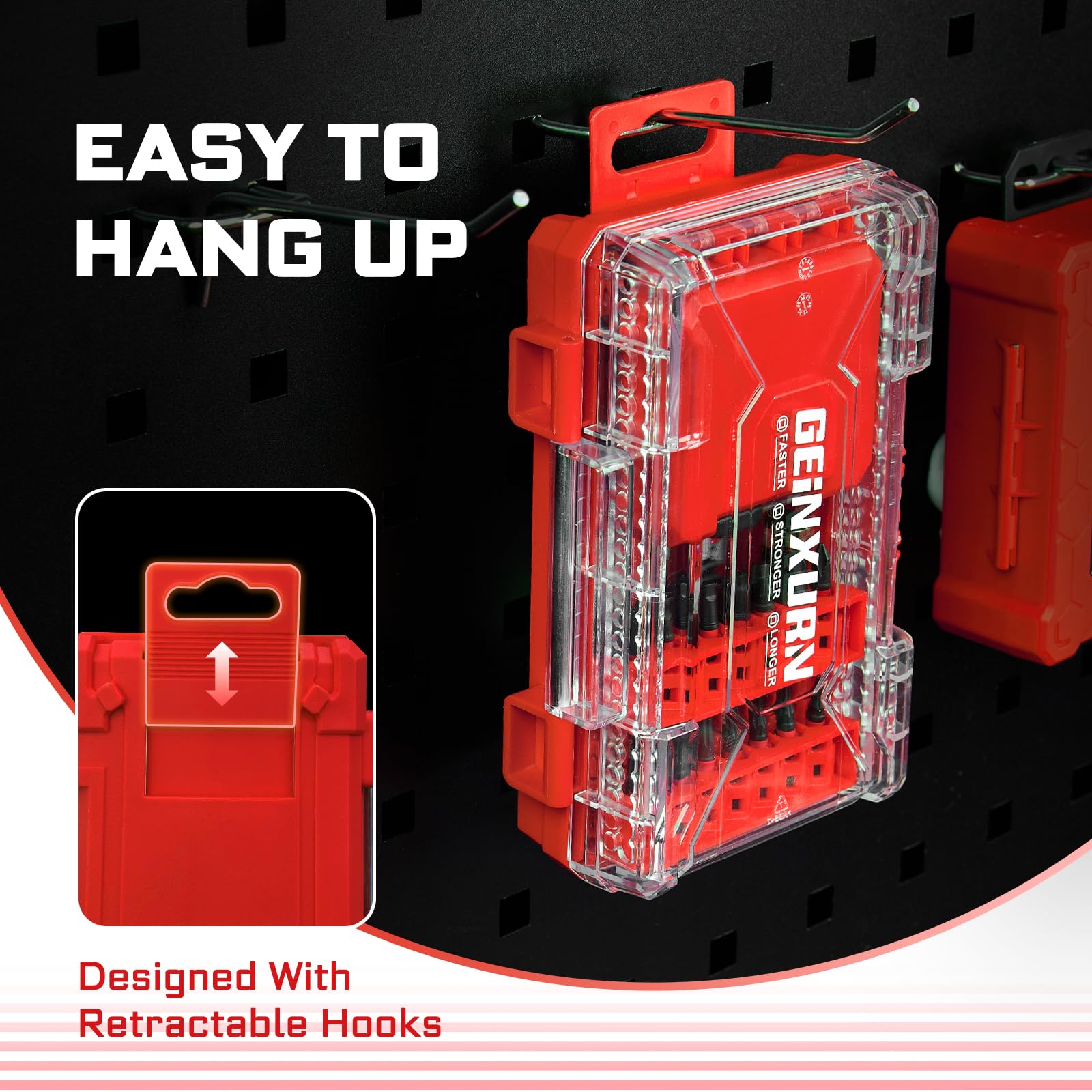 Geinxurn impact bit holder in red case for easy access