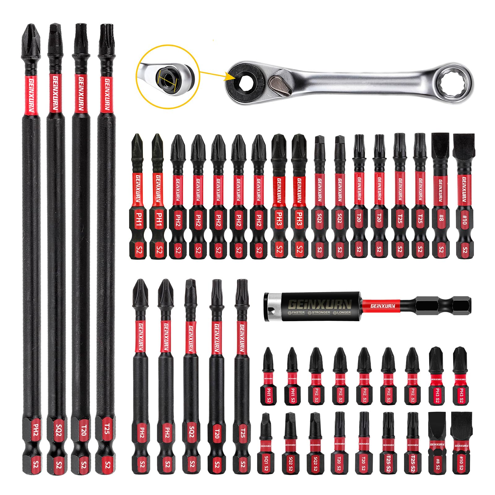 GEINXURN Impact Tough bits in case enable organized storage and quick access.