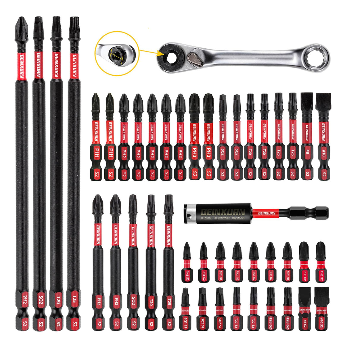GEINXURN Impact Tough bits in case enable organized storage and quick access.