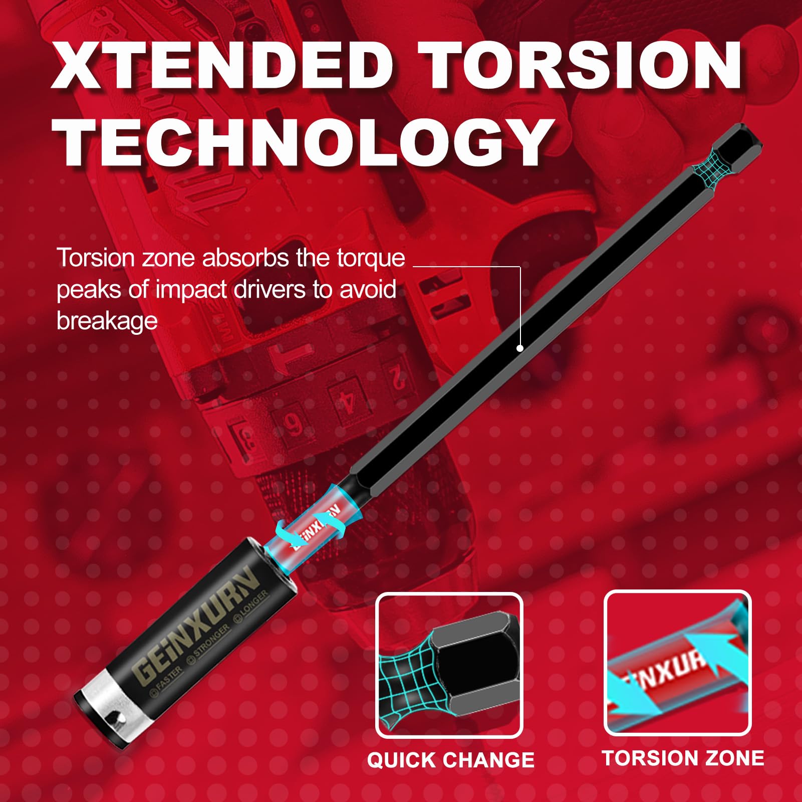 GEINXURN inside-magnet-core secures bits with reduced wobble during use.