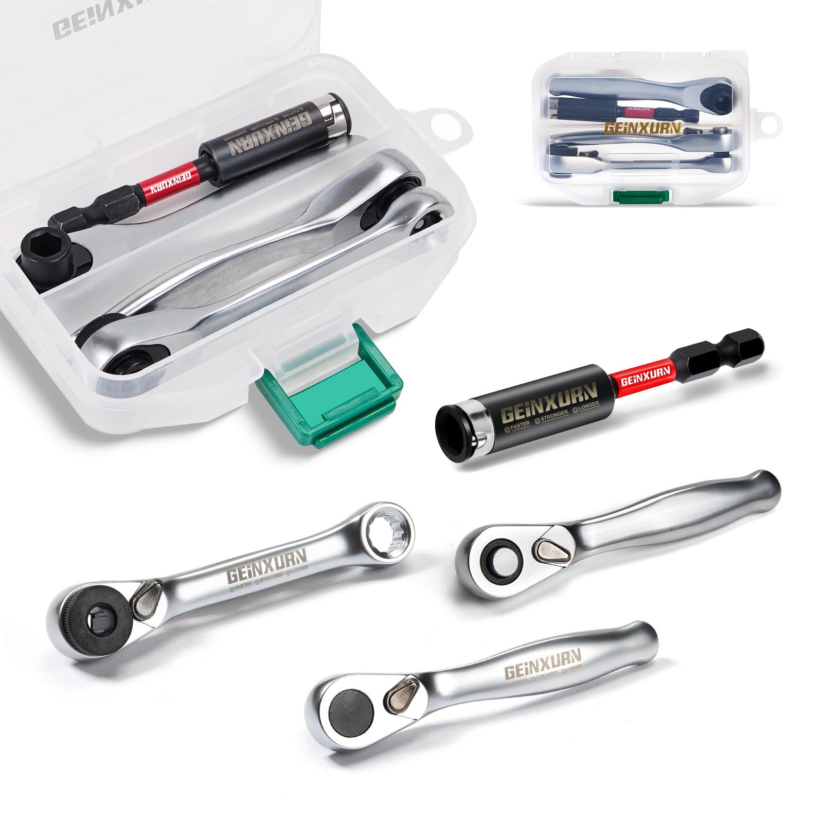 GEINXURN mini ratchet wrench one-four drive for fast tasks in tight spots