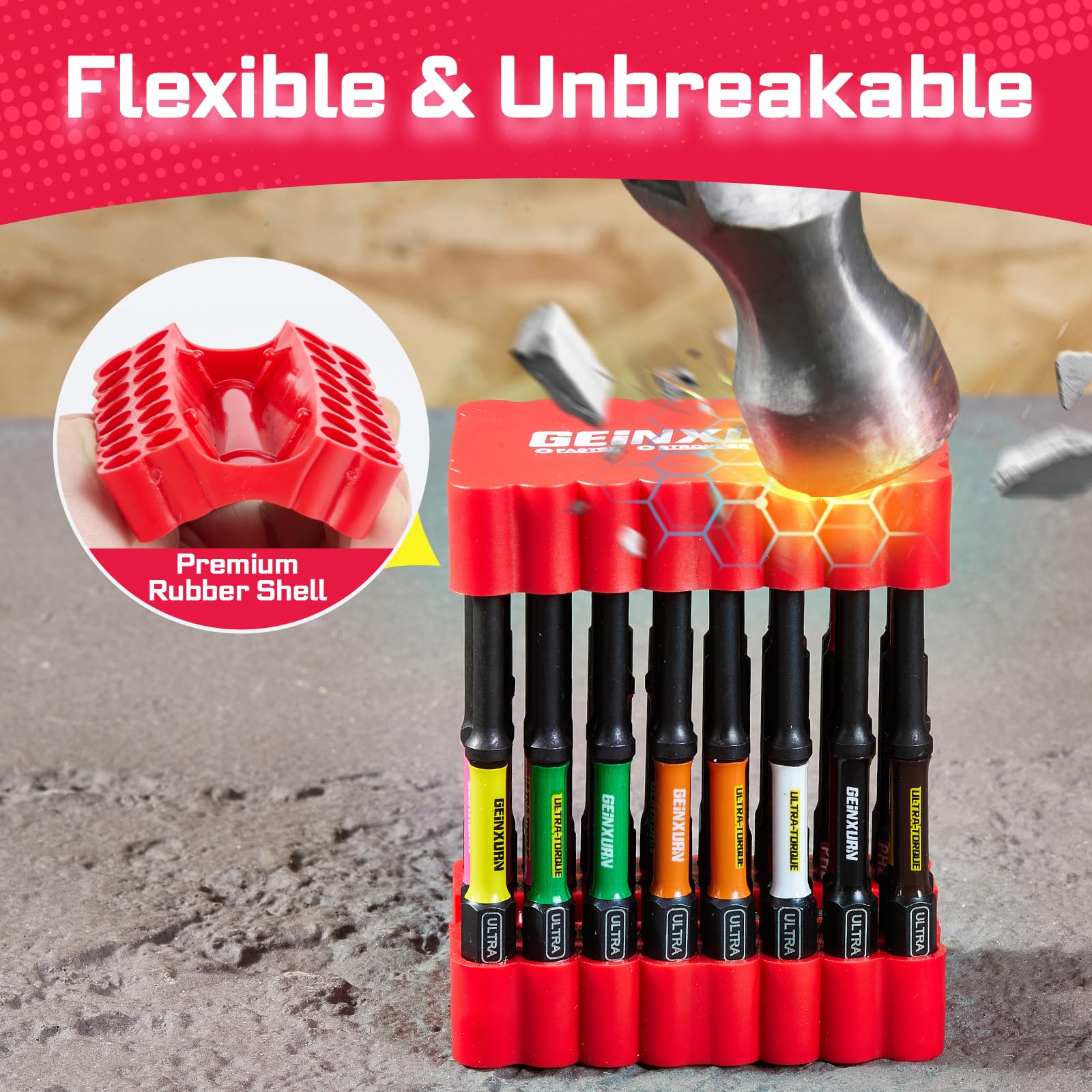 Geinxurn multi-head screwdriver bits demonstrates varied profiles for fast projects.