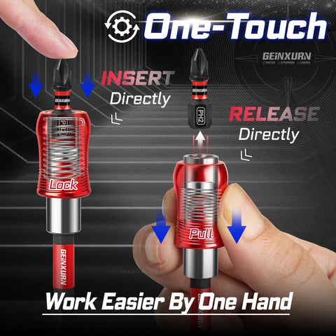 Geinxurn nut driver set includes 1/4, 5/16, 3/8, 7/16, 1/2 inch for versatility.