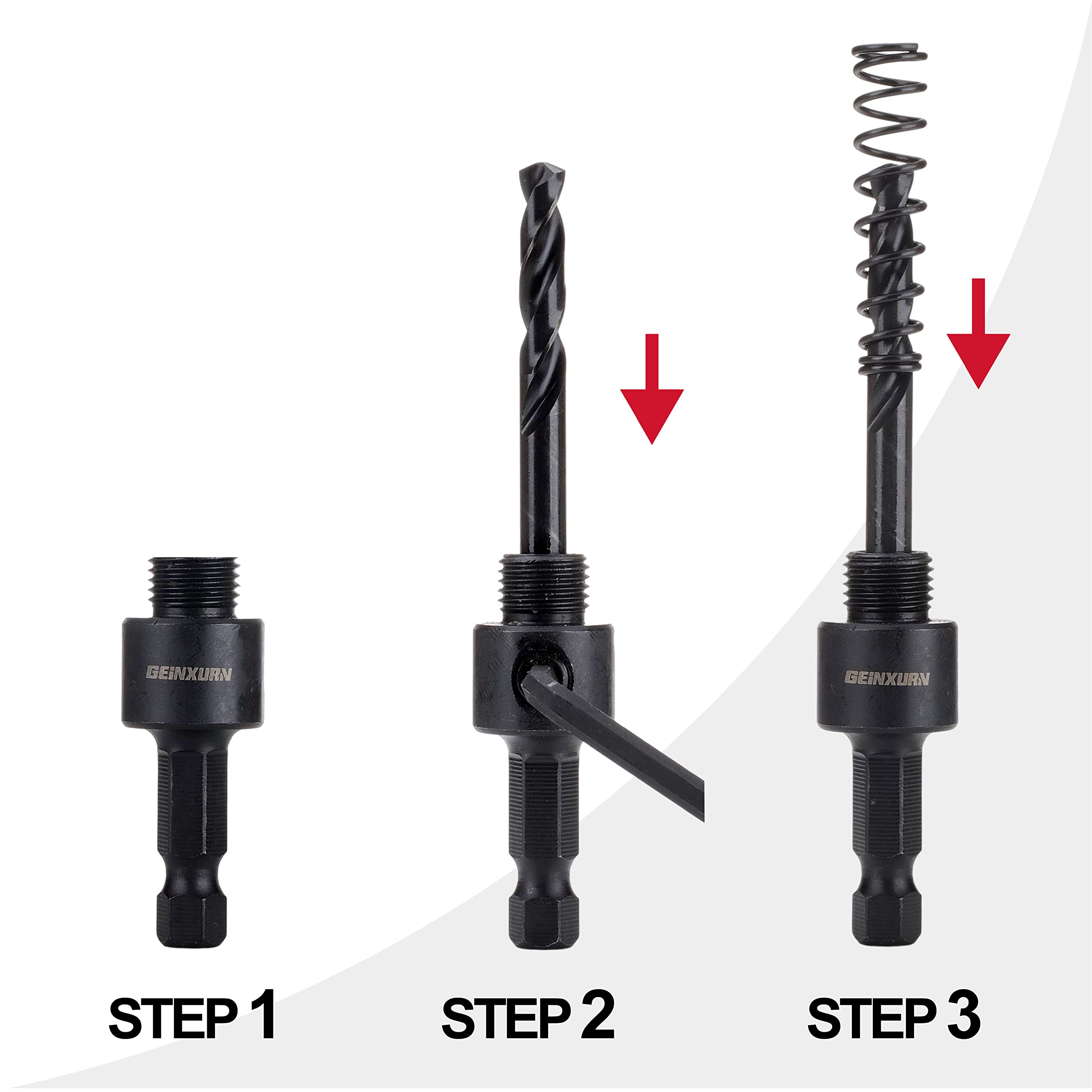 GEINXURN extra 1/4 inch pilot bit enables versatile setups.
