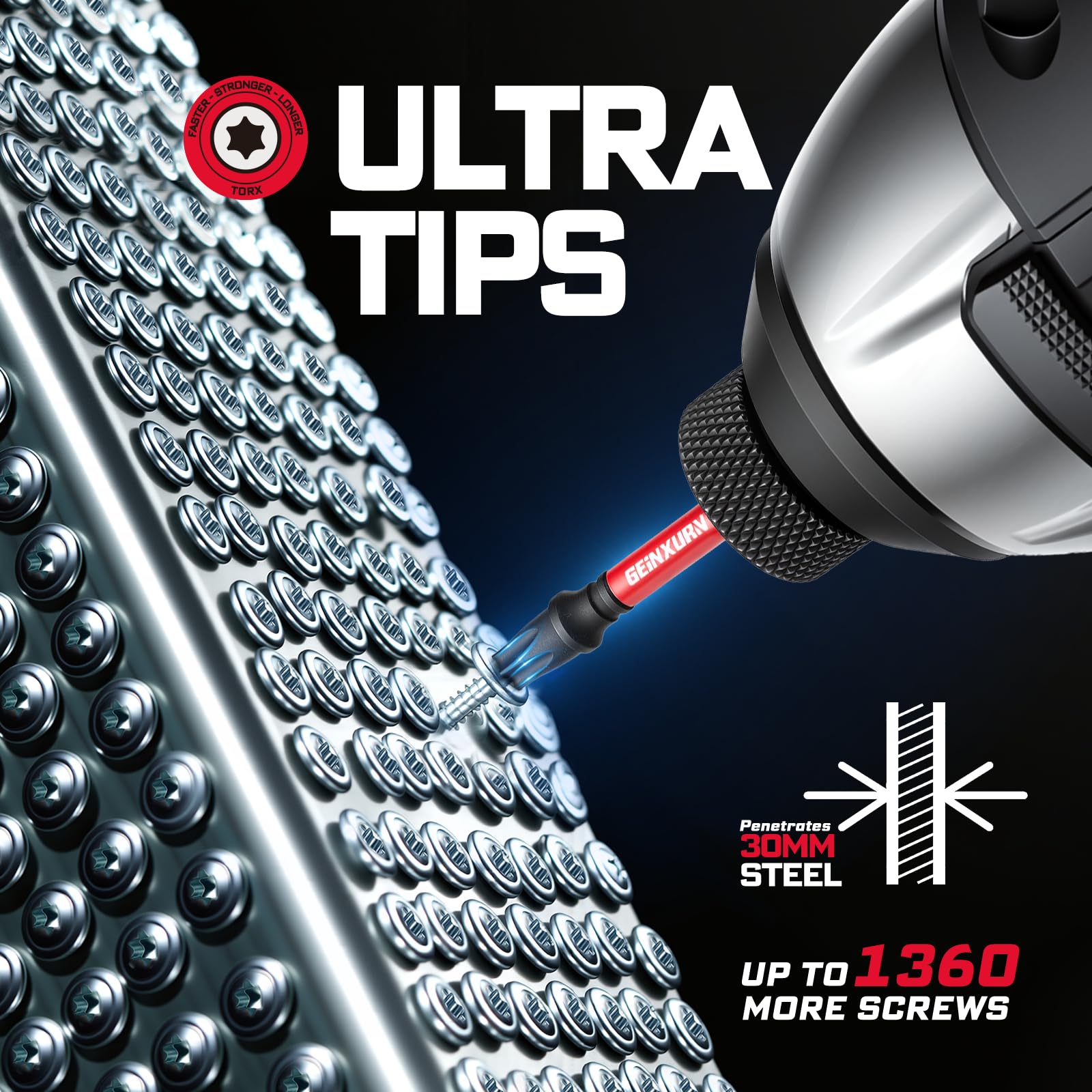 GEINXURN precision-tips deliver secure fits and reduced cam-out