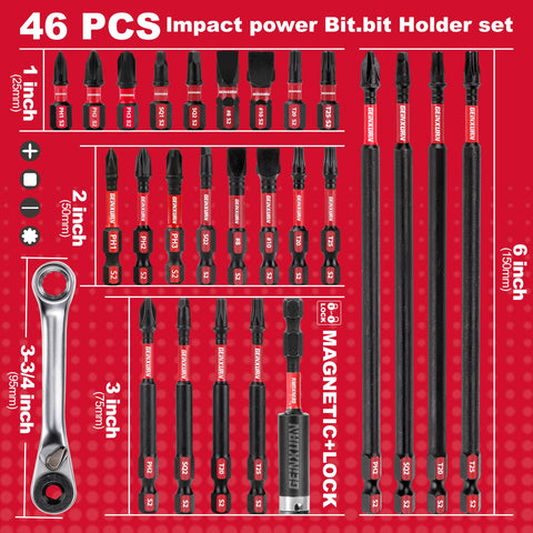 GEINXURN quarter-inch hex shank fits most drivers.