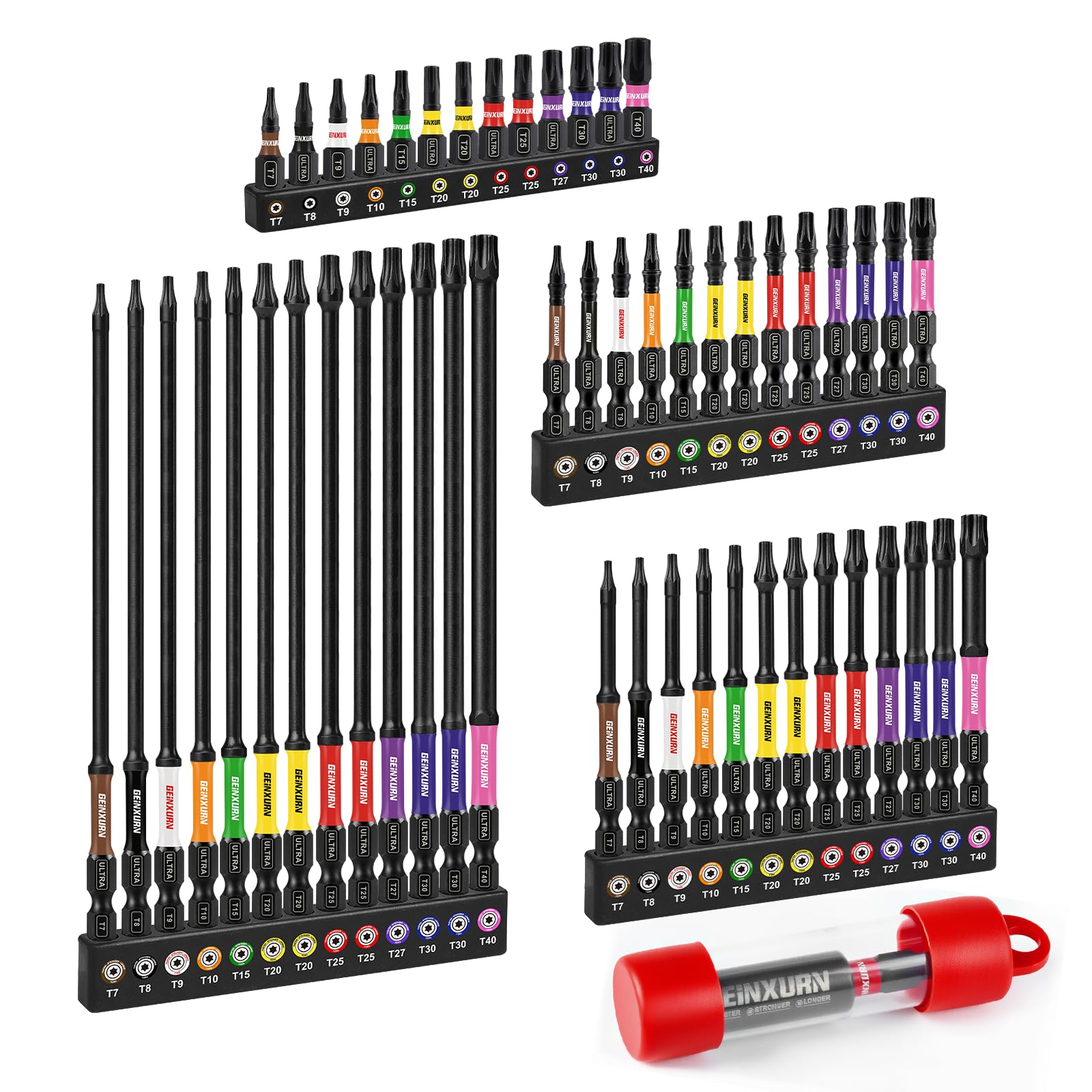 GEINXURN torx-bits-52pcs in color-coded set with magnetic hold
