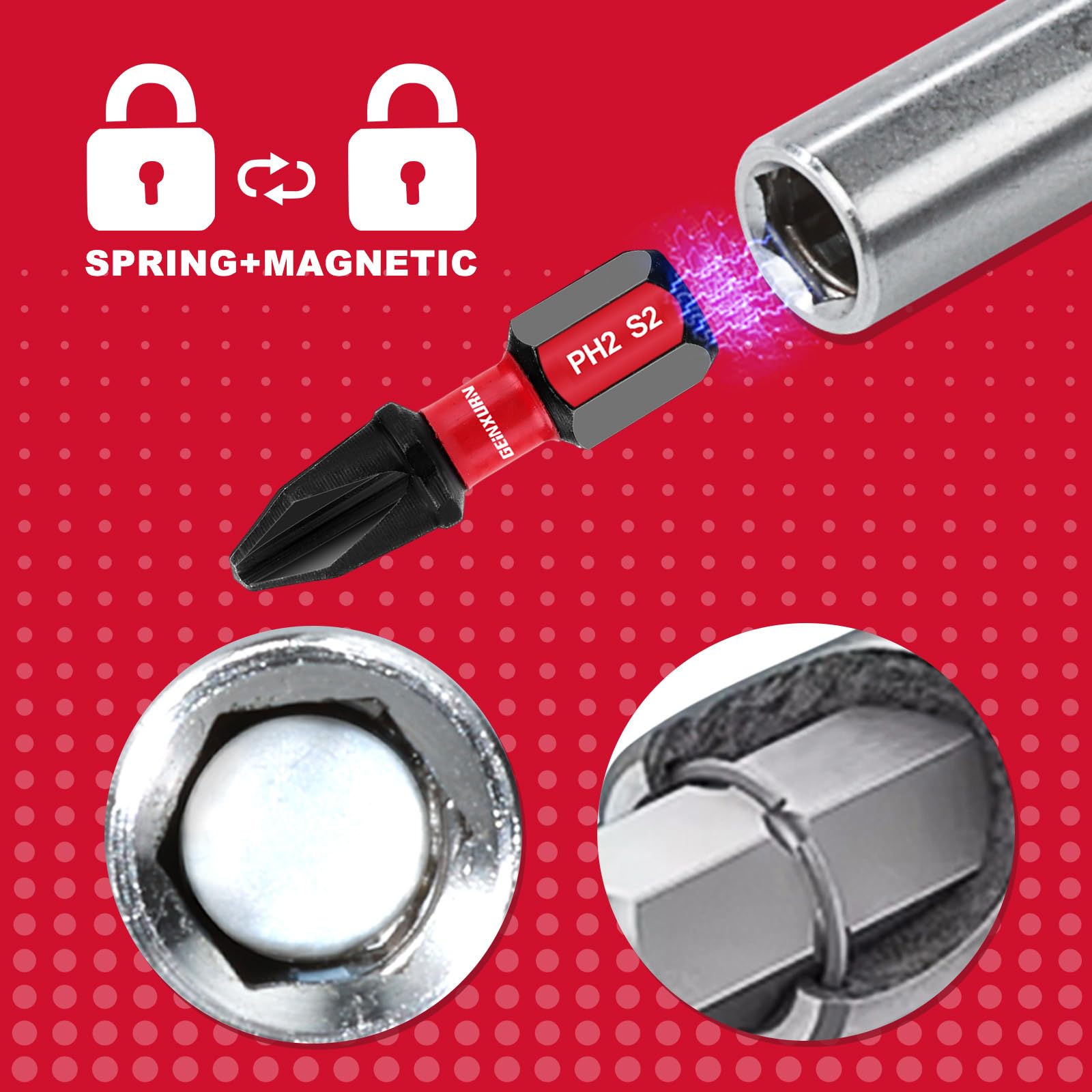 GEINXURN 2.5-inch reach helps access tight screws in crowded spaces.