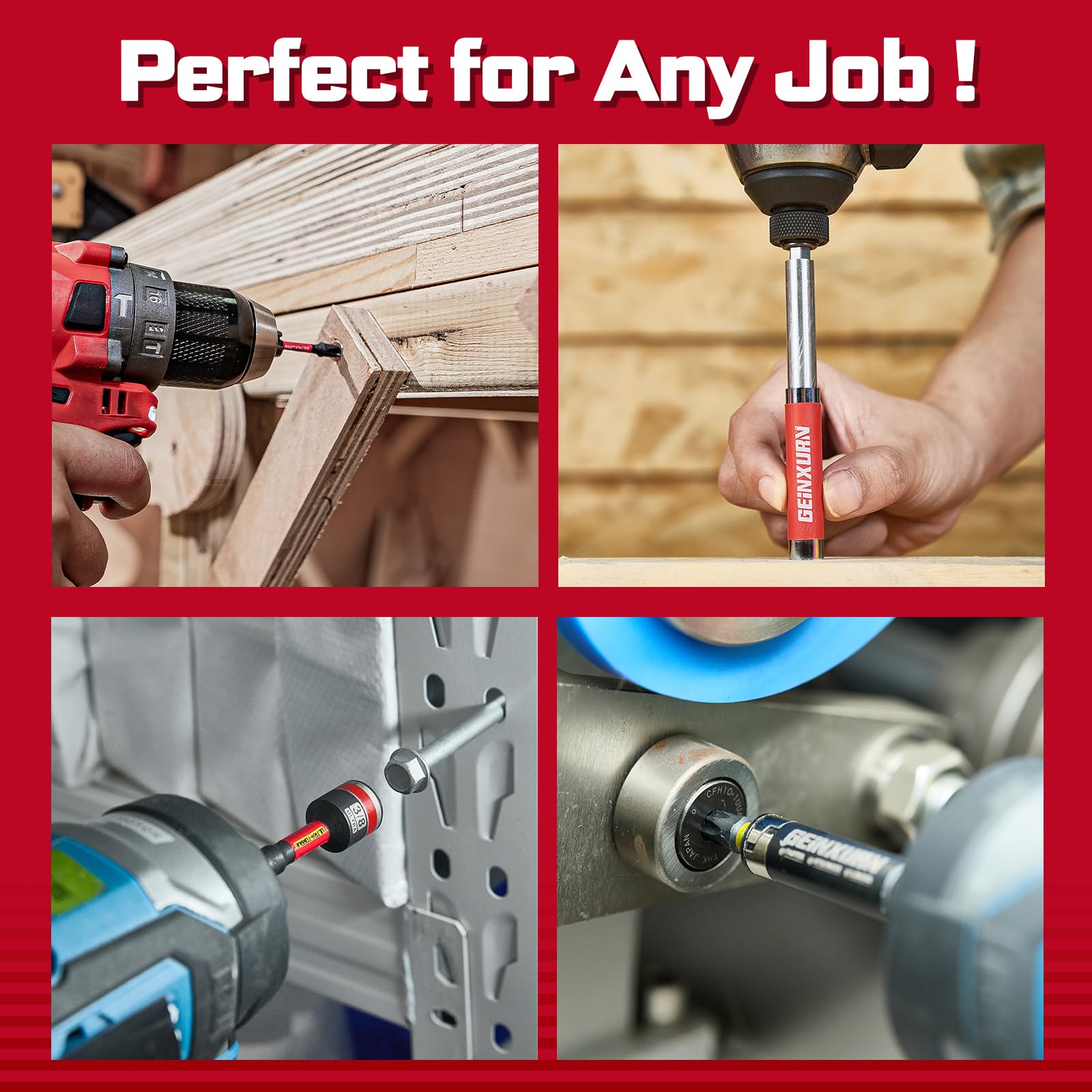 GEINXURN set displaying broad tool compatibility with power tools