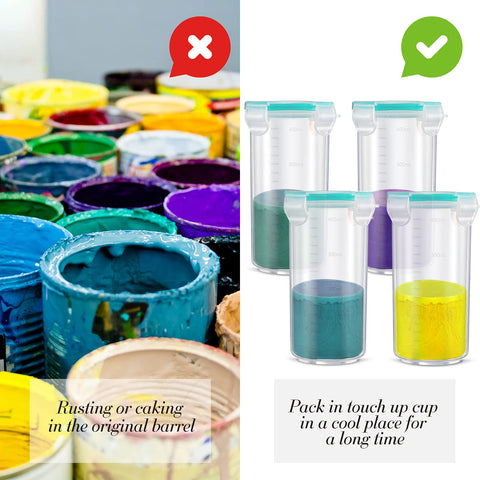 Geiserailie transparent paint cups let you check color before sealing