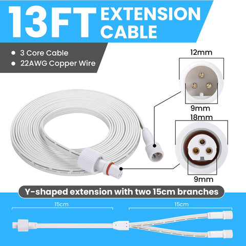 GelbeWindglocken Y-shaped extension cable 15cm for easy light branching outdoors