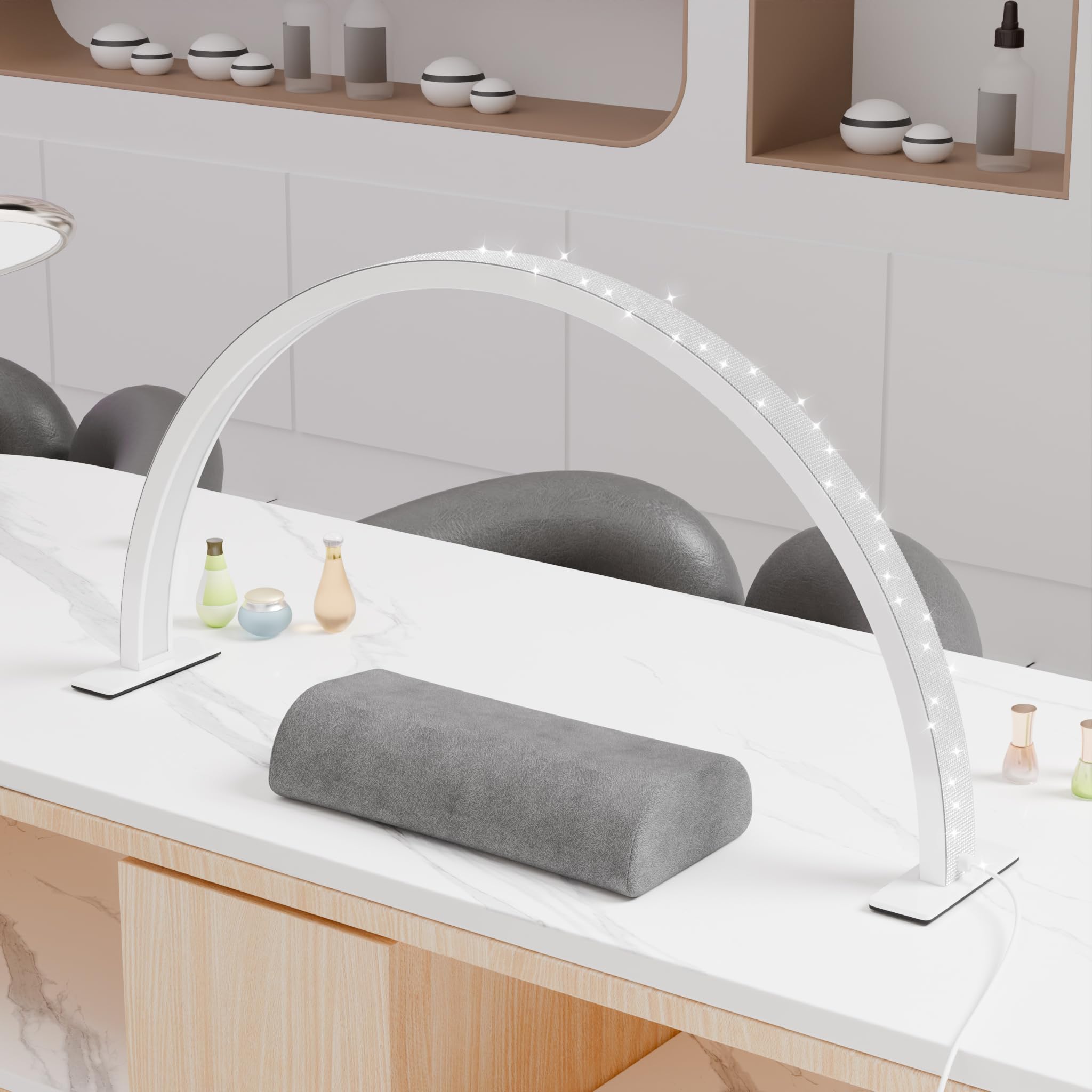 Gelpal large half moon lamp on a nail desk for spacious workspace and even lighting