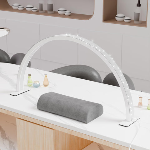 Gelpal large half moon lamp on a nail desk for spacious workspace and even lighting