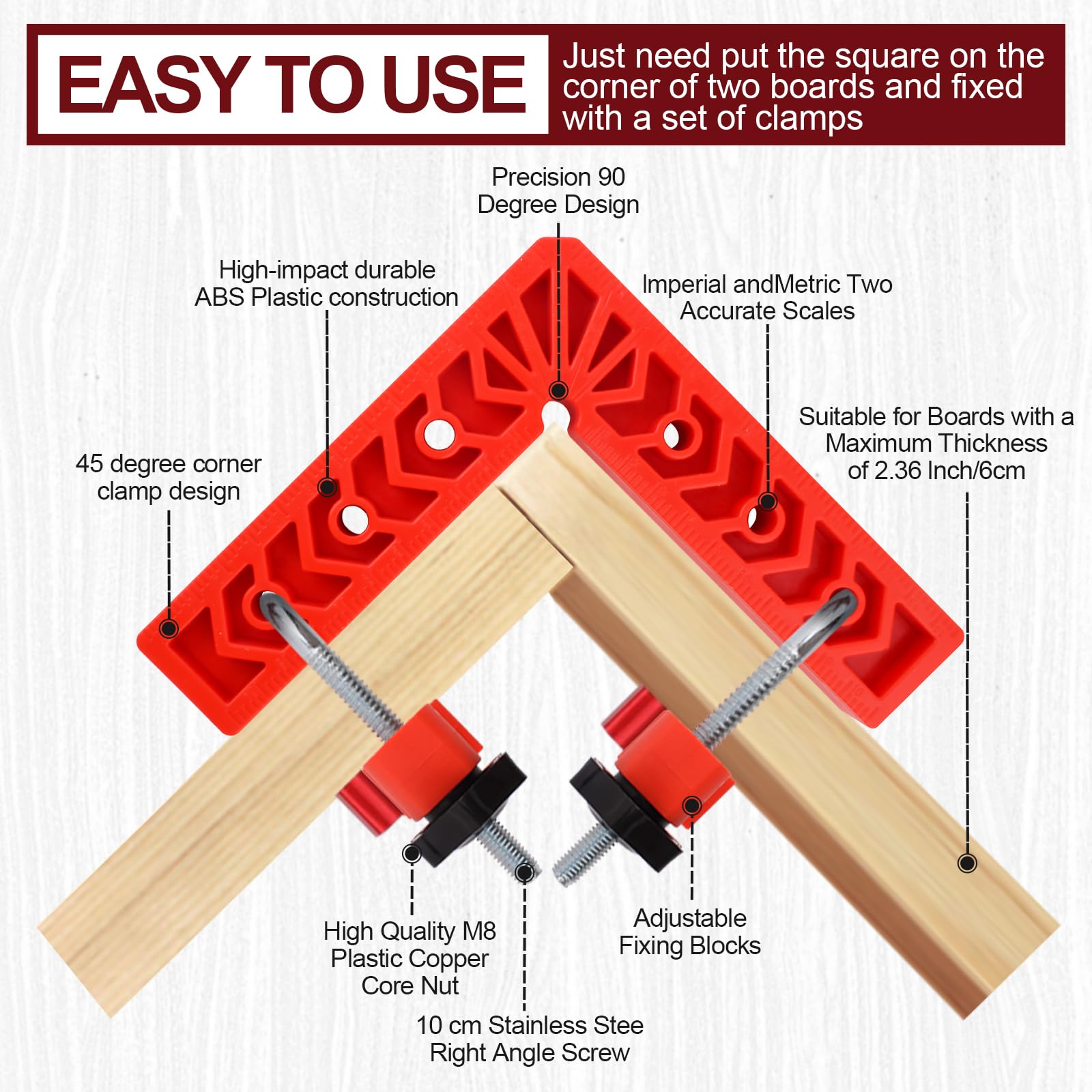 GemCity 90-degree clamp 6-inch angle square for sturdy box joins.