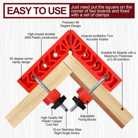 GemCity 90-degree clamp 6-inch angle square for sturdy box joins.