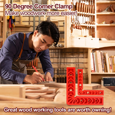 GemCity right-angle square with clamps for reliable corner joints in woodworking.