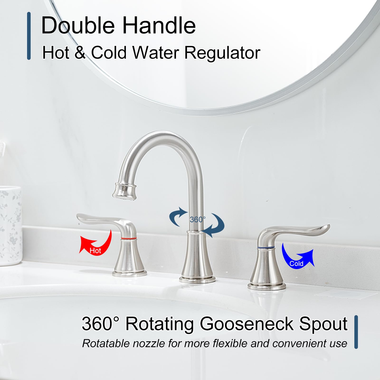 GENBONS brushed nickel finish resists fingerprints and stains.