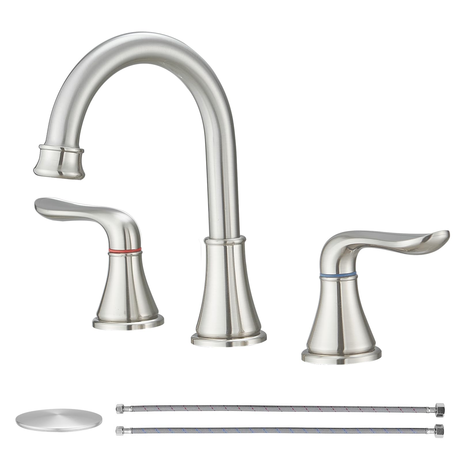 GENBONS wide-spread 8-inch faucet in brushed nickel elevates bathroom vanity style.