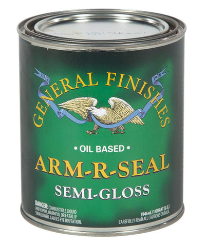 General Finishes Arm-R-Seal topcoat during wipe-on application for durable wood finish.