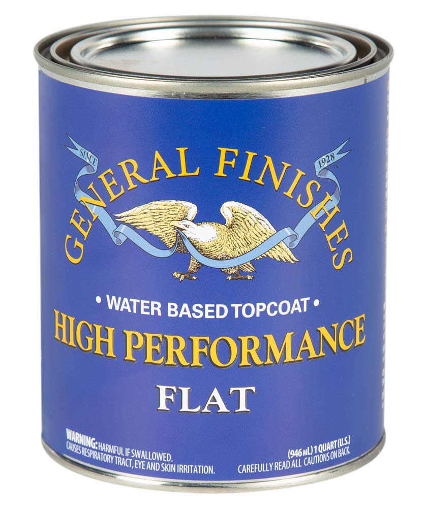General Finishes High Performance Topcoat 1 qt flat bottle for interior durability.