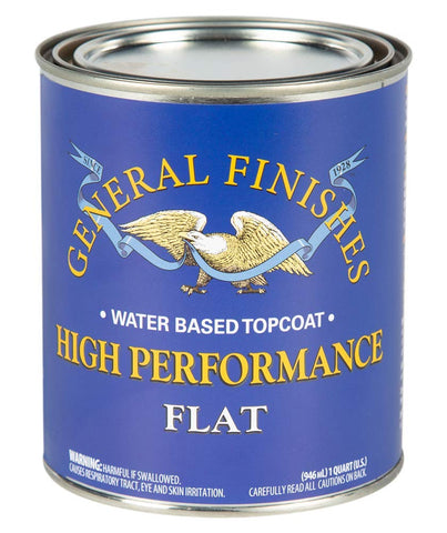 General Finishes High Performance Topcoat 1 qt flat bottle for interior durability.