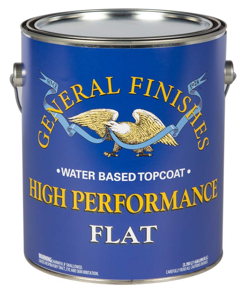 General Finishes High Performance topcoat flat bottle pour for smooth coating.