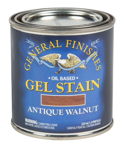 General Finishes Antique Walnut oil gel stain bottle ready for easy hand rubbed color