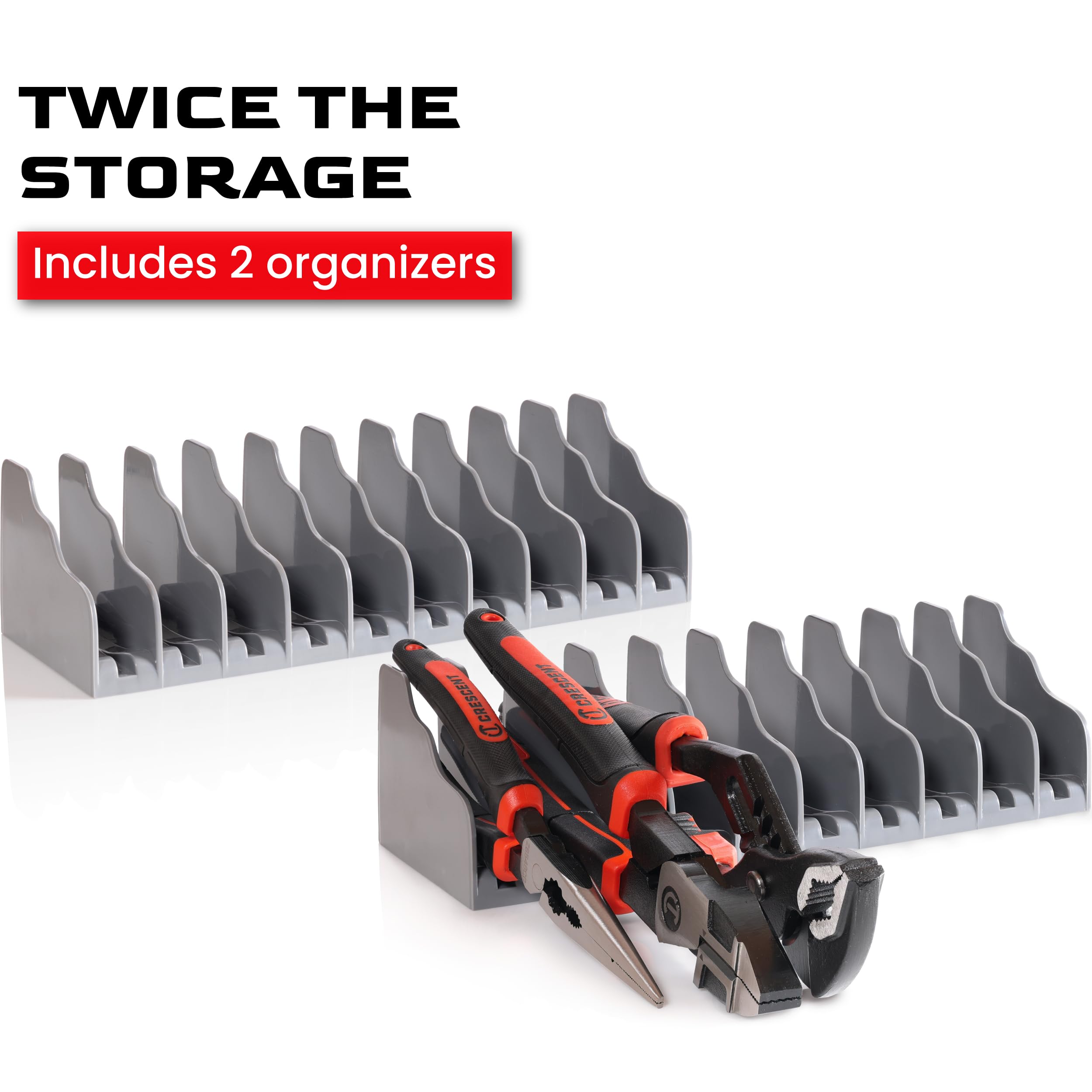 Generic 20-slot tool tray top view highlights organized storage.