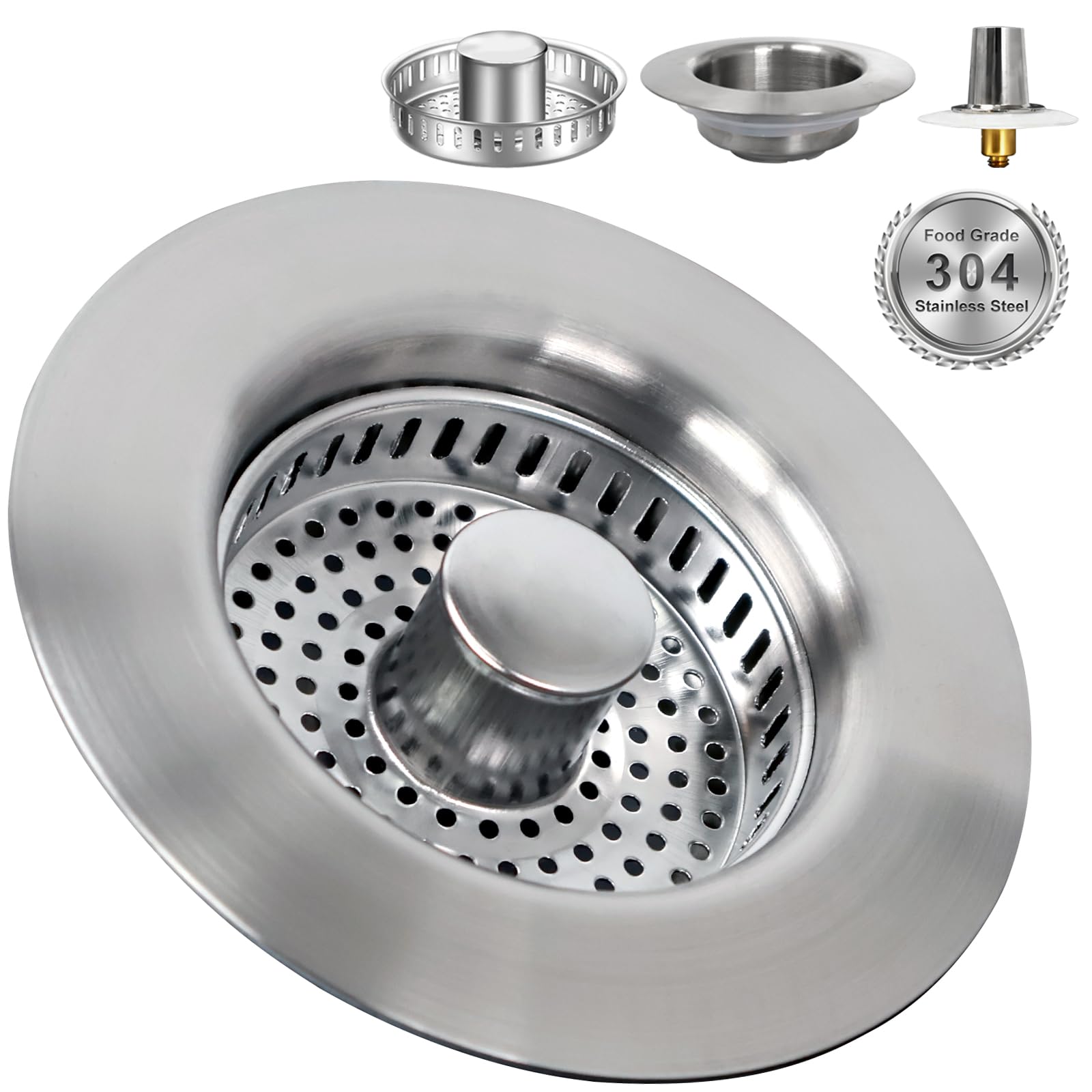 Generic 3-in-1 drain strainer stopper for efficient kitchen waste capture.