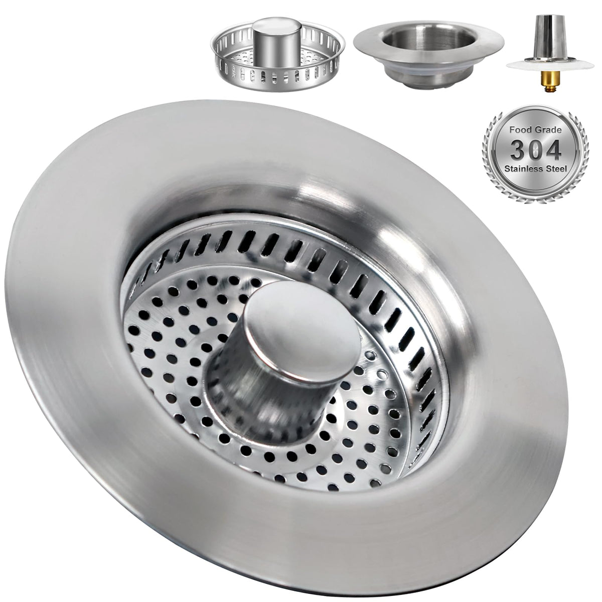 Generic 3-in-1 drain strainer stopper for efficient kitchen waste capture.