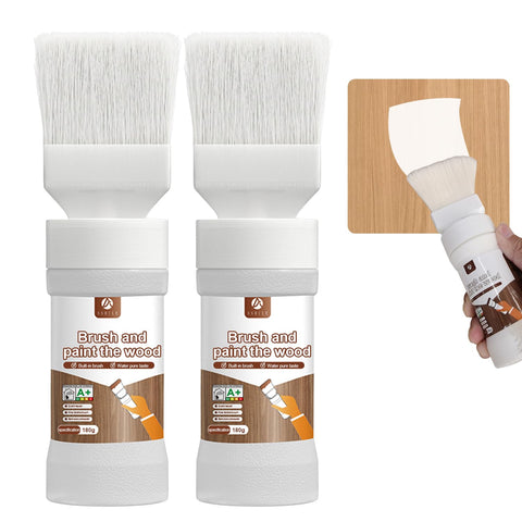 Generic All-in-One White Paint Kit brush stroke on furniture for easy refinishing.