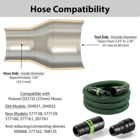 Generic Bosch VAC005 hose compatibility for cleaner dust removal on job sites.