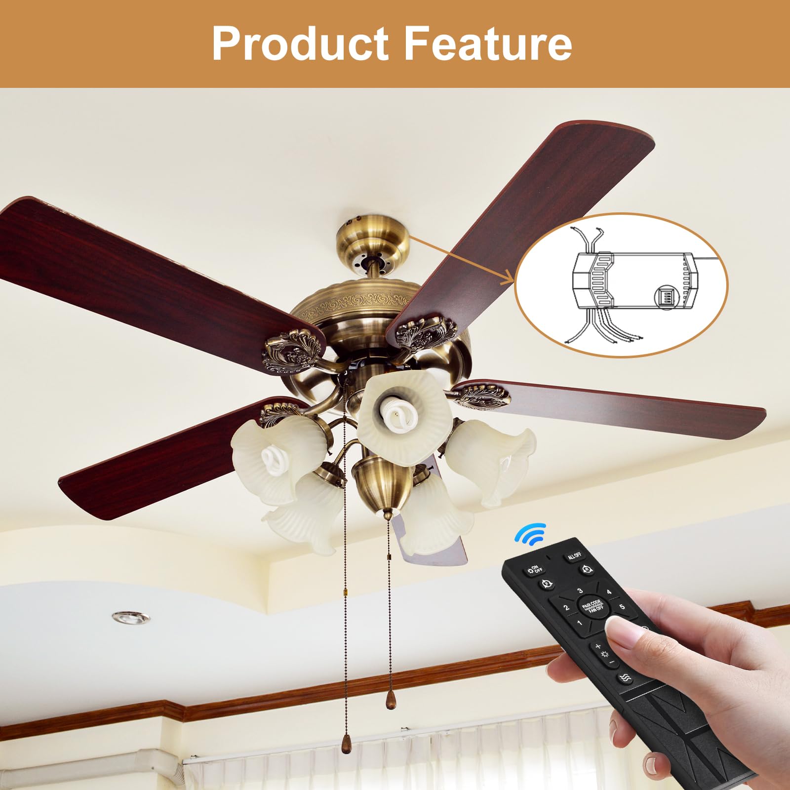 Generic ceiling fan remote installation steps image for fast setup.