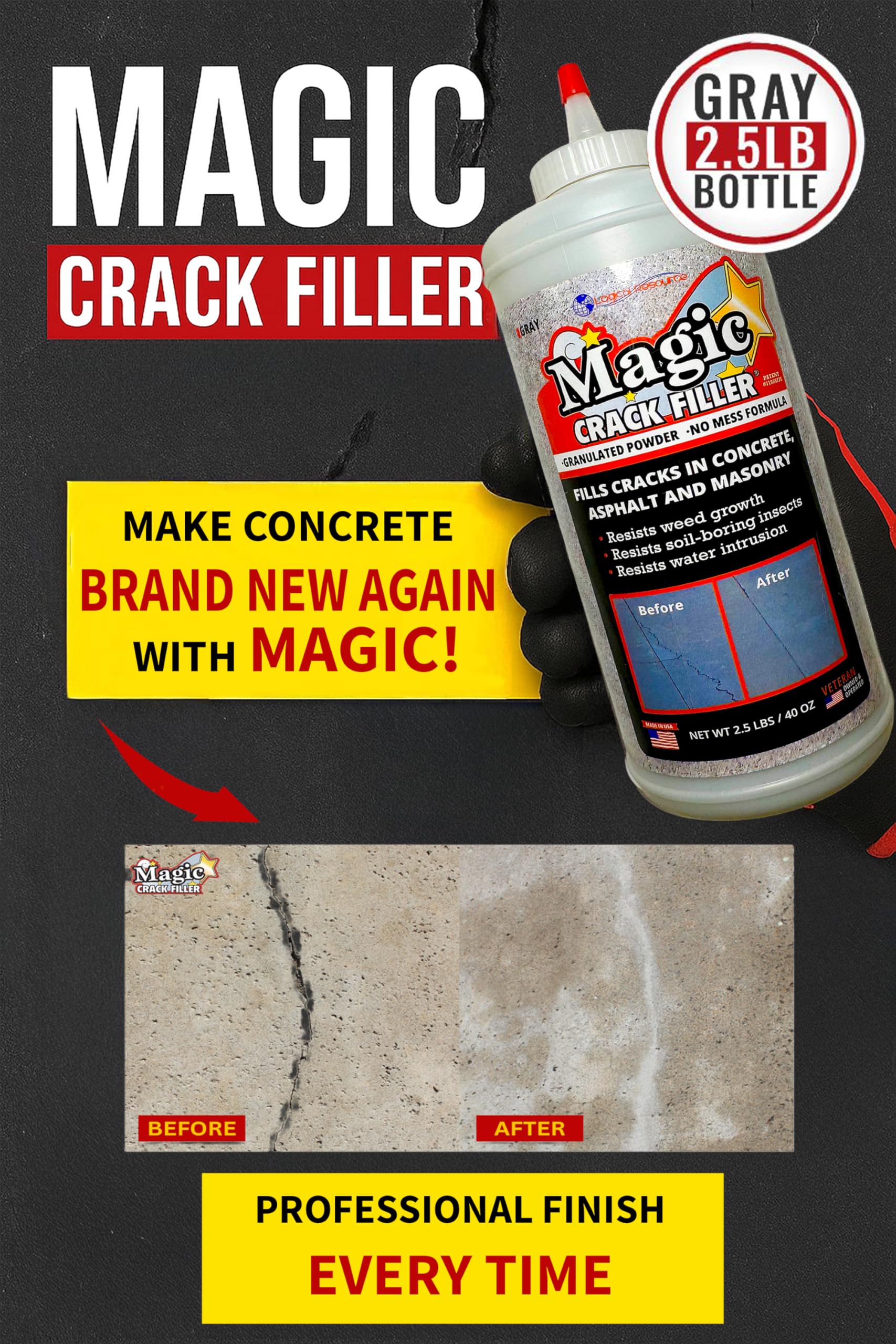 Close-up of repaired crack on driveway using Generic Crack Filler