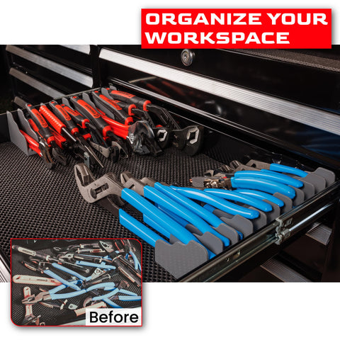 Generic drawer organizer rack side angle demonstrates compact, space-saving design.