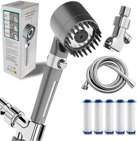 Generic filtered showerhead main view with filtration and chrome finish.