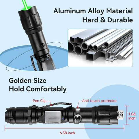 Generic Green Laser Pointer USB charging port close up enables easy recharging.