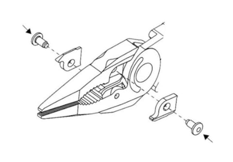 Generic L-shaped installation tool to simplify plier head replacement.