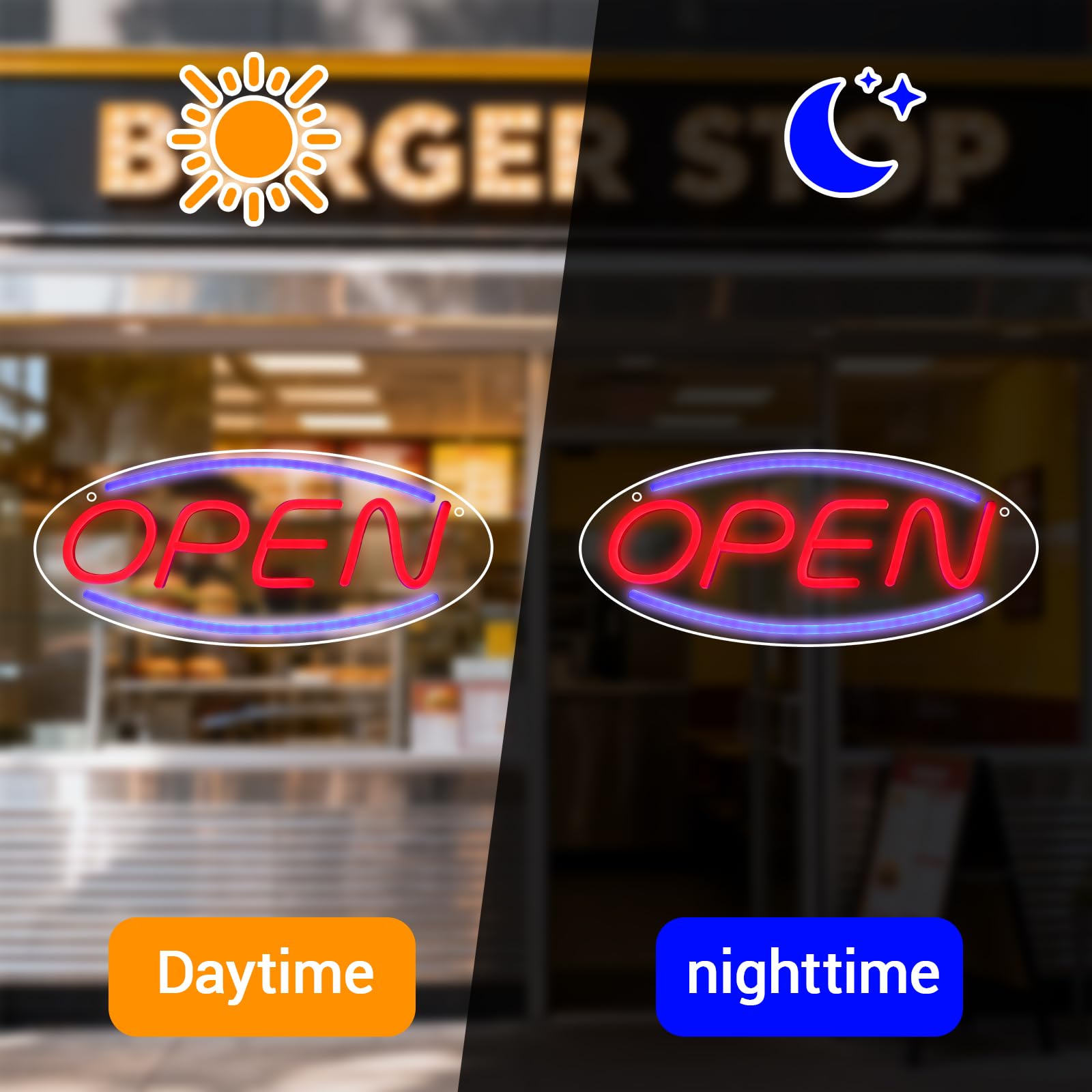 Generic LED Open Sign USB powered for easy plug-and-play setup.