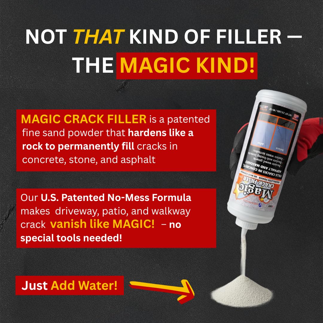 Pouring Generic Magic Crack Filler into a crack for quick patch