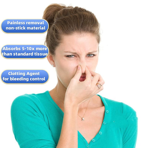 Generic Nose Bleed Stoppers for nostril insertion and quick expansion.