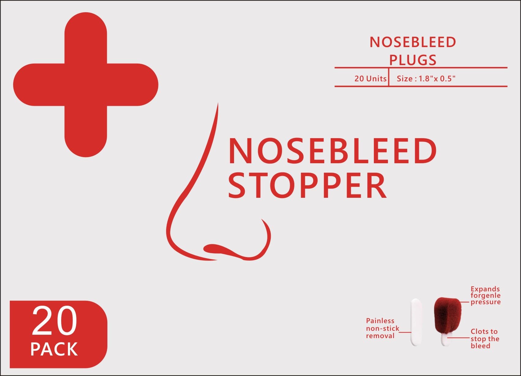 Generic Nose Bleed Stoppers in flat waterproof packaging for easy portability.