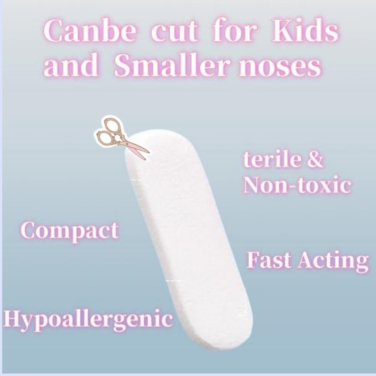Generic Nose Bleed Stoppers feature waterproof, mild, odorless packaging.