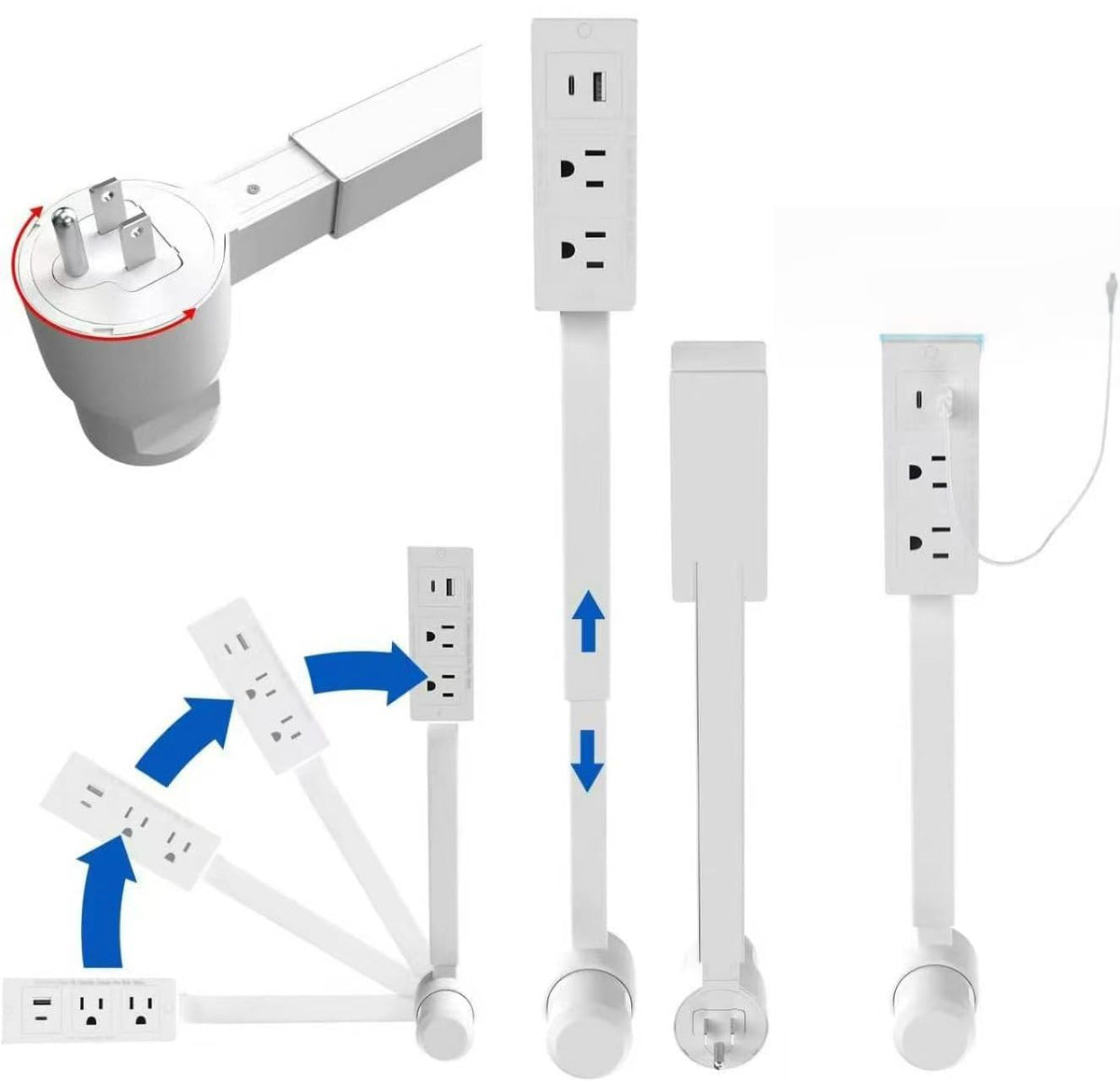 Generic Outlet Extender front view shows dual outlets and USB ports for convenient charging.