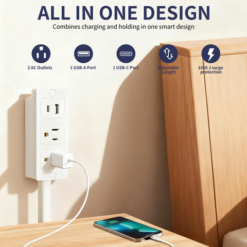 Generic Outlet Extender Stick shows two AC outlets and USB ports for multi-device charging