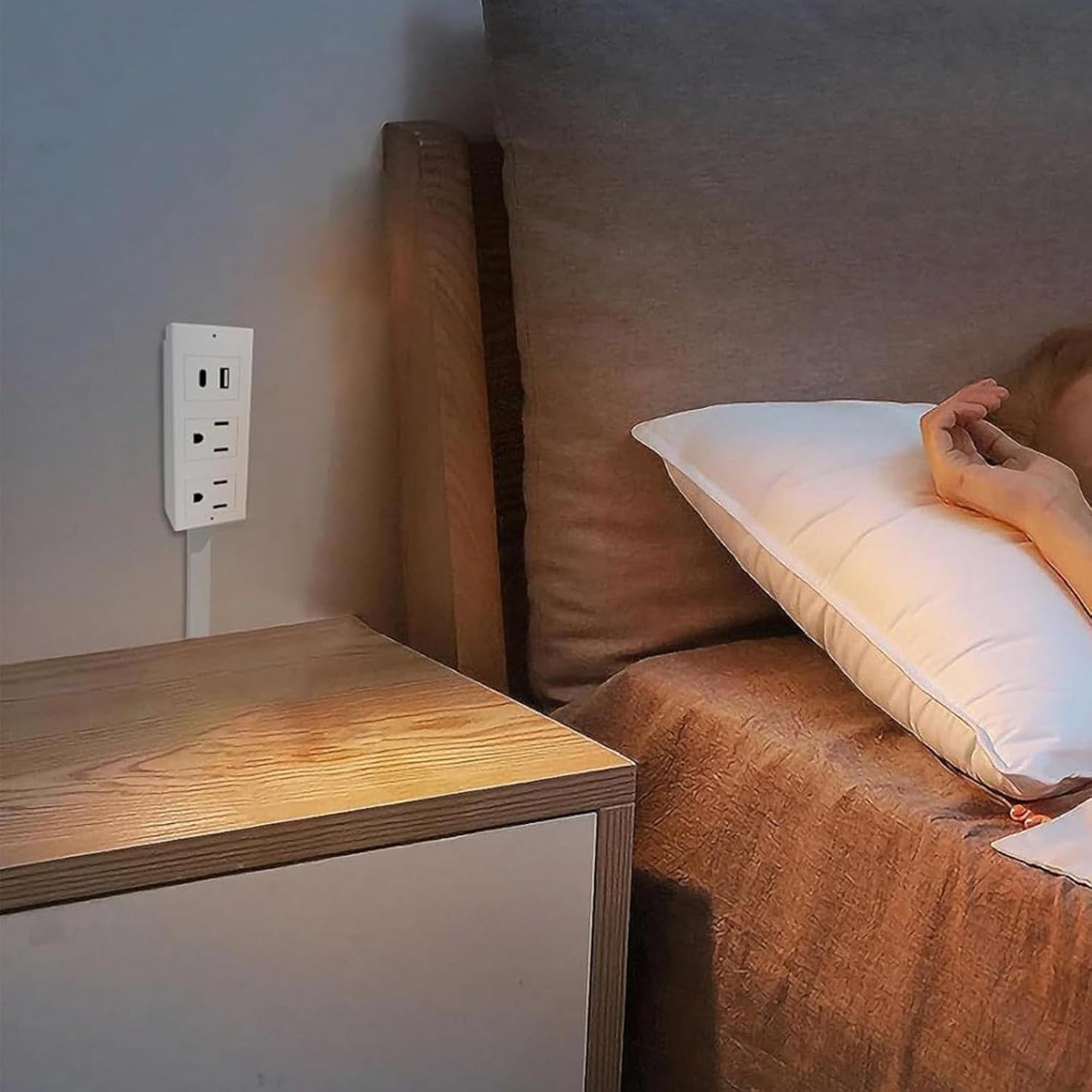 Generic Outlet Extender compact design fits behind a sofa for accessible charging.