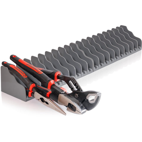 Generic plier-wrench rack front view showing quick tool access in a tidy drawer.