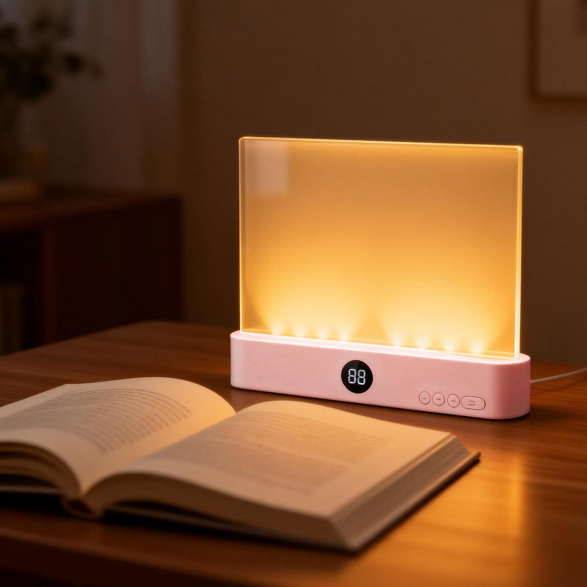 Generic Smart LED Reading Light in pink front view for cozy night reading