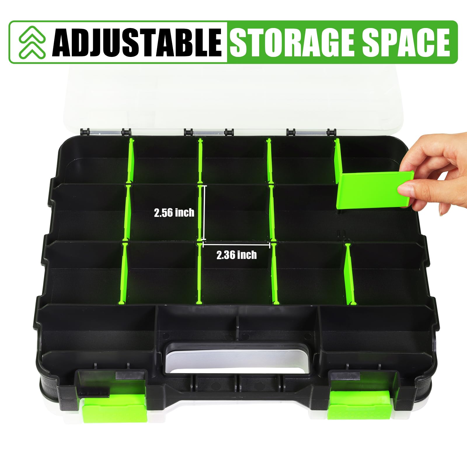 Generic Tool Box removable dividers adapt to small parts and beads.