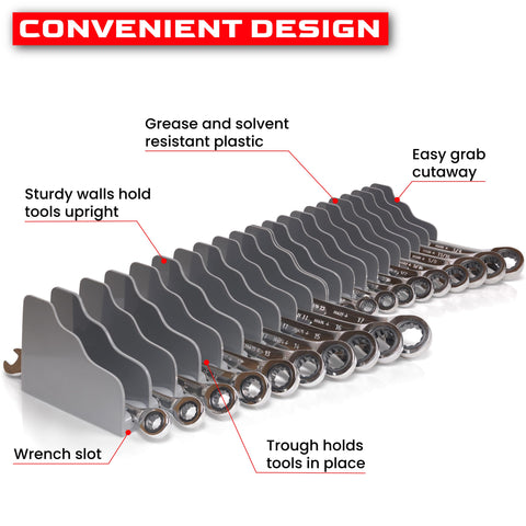 Generic workshop drawer organization in use shows clear visibility and upright placement.